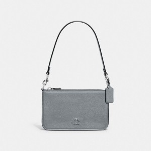Coach Pouch Bag With Signature Canvas Gris Azules | COH865238