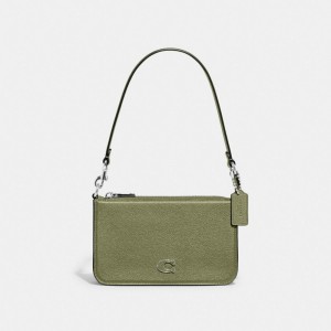 Coach Pouch Bag With Signature Canvas Moutarde | COH865205