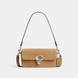 Coach Studio Baguette Bag With Rivets Plateadas | COH865339