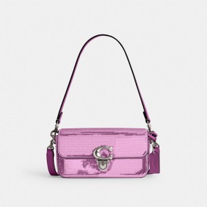 Coach Studio Baguette Bag With Sequins Plateadas Verde Menta | COH865274