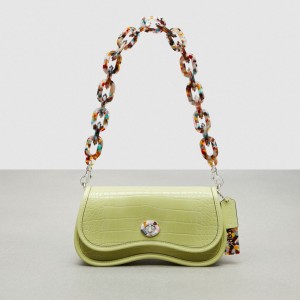 Coach Wavy Dinky Bag In Croc Embossed Coachtopia Leather Verde Claro | COH865249