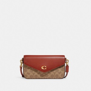 Coach Wyn Crossbody Bag In Signature Canvas Marrones Rojas | COH865325